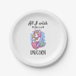 Alles, was ich mir wünsche, ist ein Einhorn Pappteller