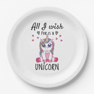 Alles, was ich mir wünsche, ist ein Einhorn Pappteller