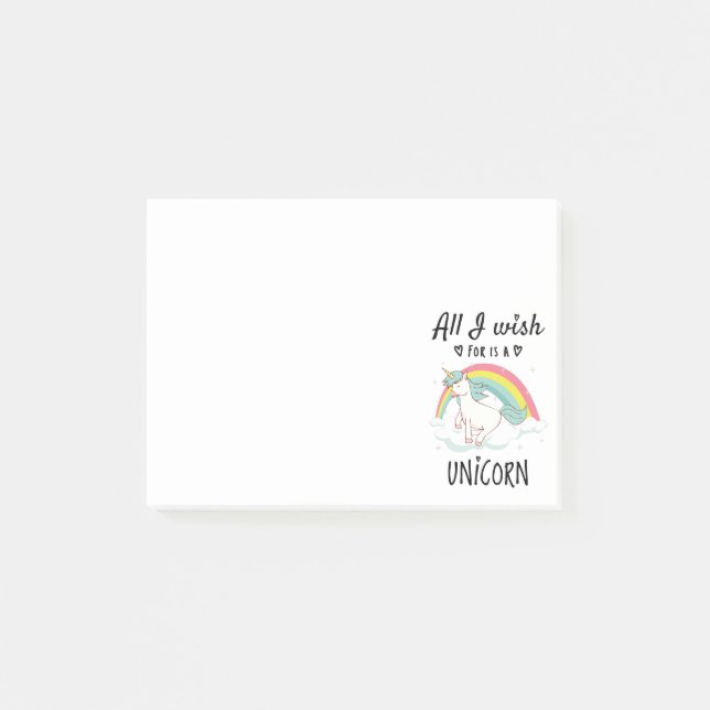 Alles, was ich mir wünsche, ist ein Einhorn Post-it Klebezettel (Vorderseite)