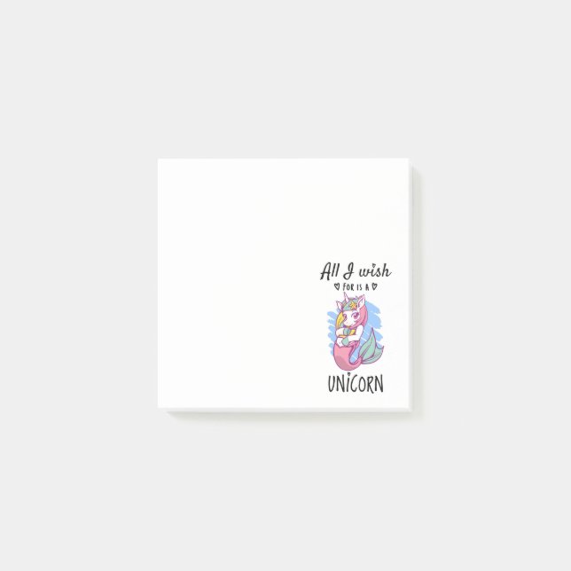 Alles, was ich mir wünsche, ist ein Einhorn Post-it Klebezettel (Vorderseite)