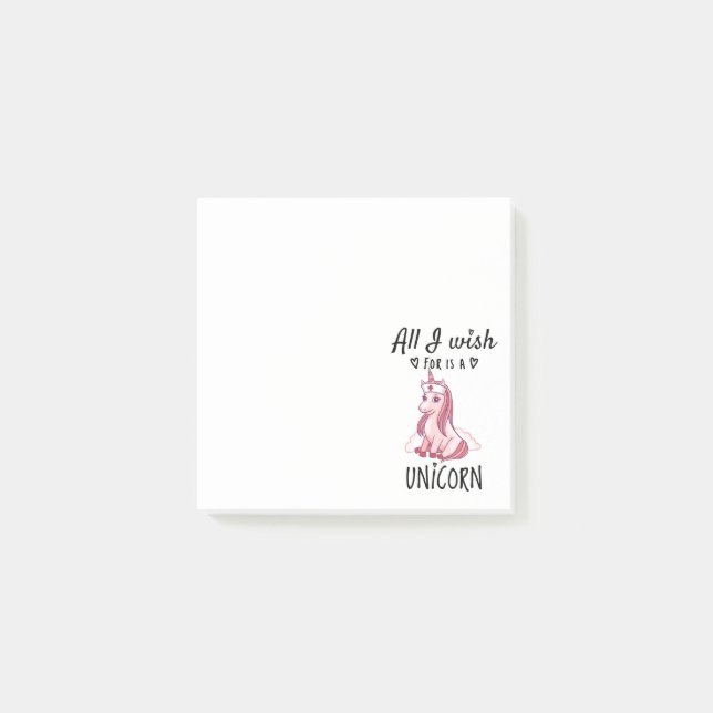 Alles, was ich mir wünsche, ist ein Einhorn Post-it Klebezettel (Vorderseite)