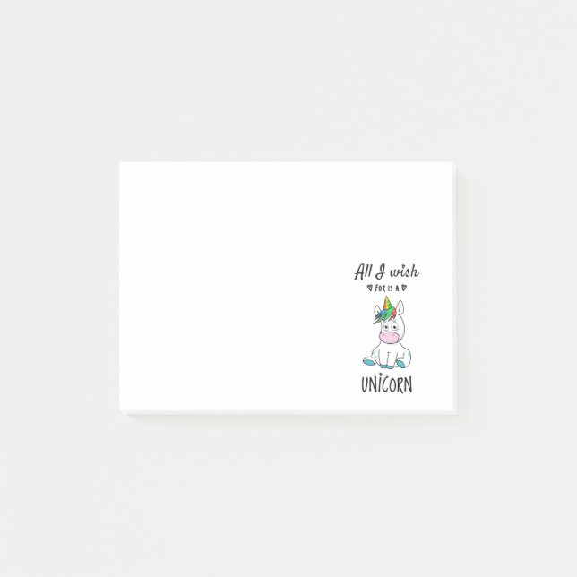Alles, was ich mir wünsche, ist ein Einhorn Post-it Klebezettel (Vorderseite)