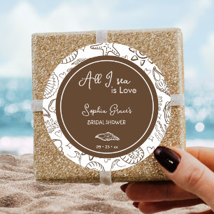 Alles was ich sehe ist Liebe Braune Meeresmuscheln Runder Aufkleber