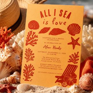 Alles was ich sehe ist Liebe Küsten-Boho-Korallen- Einladung