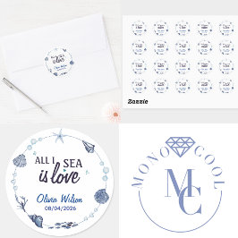 Alles was ich sehe ist Liebe Nautischer Brautdusch Runder Aufkleber