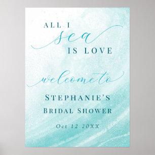 Alles was ich sehe ist Liebe Ozean Strand Teal Bra Poster