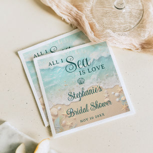 Alles, was ich sehe, ist Liebe Ozeanwellen Strand  Serviette