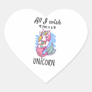 Alles, was ich will, ist ein Unicorn Herz-Aufkleber
