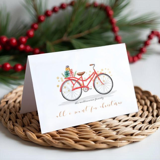 Alles, was ich zu Weihnachten Gewollt habe, bist d (All I Want For Christmas Is You | Red Vintage Bike Holiday Card)