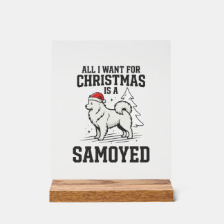 Alles was ich zu Weihnachten möchte Samoyed Hund Acrylschild