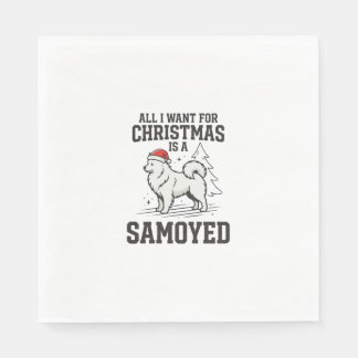Alles was ich zu Weihnachten möchte Samoyed Hund Serviette