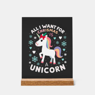 Alles, was ich zu Weihnachten will, ist ein Einhor Acrylschild