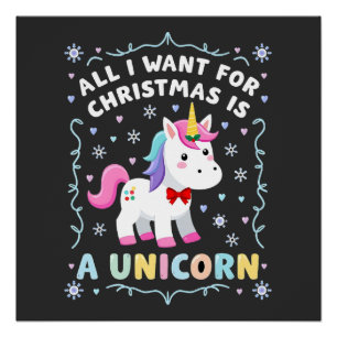 Alles, was ich zu Weihnachten will, ist ein Einhor Poster