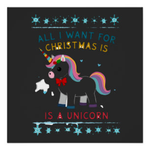 Alles, was ich zu Weihnachten will, ist ein Einhor Poster