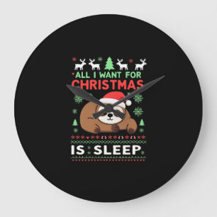Alles, was ich zu Weihnachten will, ist Schlaf - L Große Wanduhr