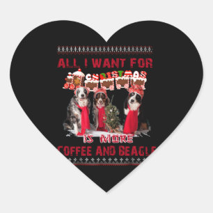 Alles, was ich zu Weihnachten Wollte, Beagle und K Herz-Aufkleber