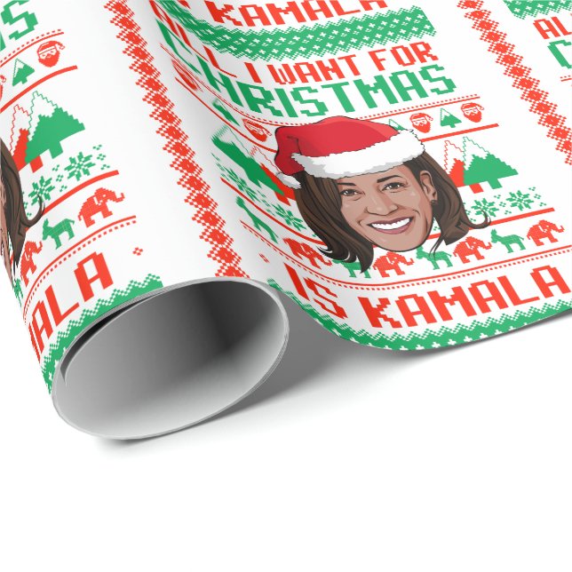 Alles, was ich zu Weihnachten Wollte, ist Kamala Geschenkpapier (Rolleneckpunkt)