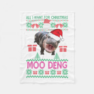 Alles, was ich zu Weihnachten Wollte, ist Moo Deng Fleecedecke