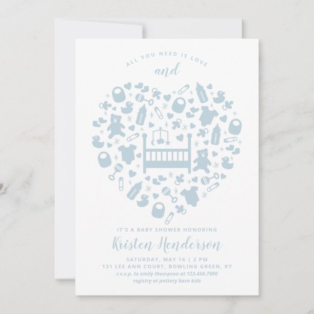 Alles was Sie brauchen ist Liebe Baby Dusche Einla (Vorderseite)