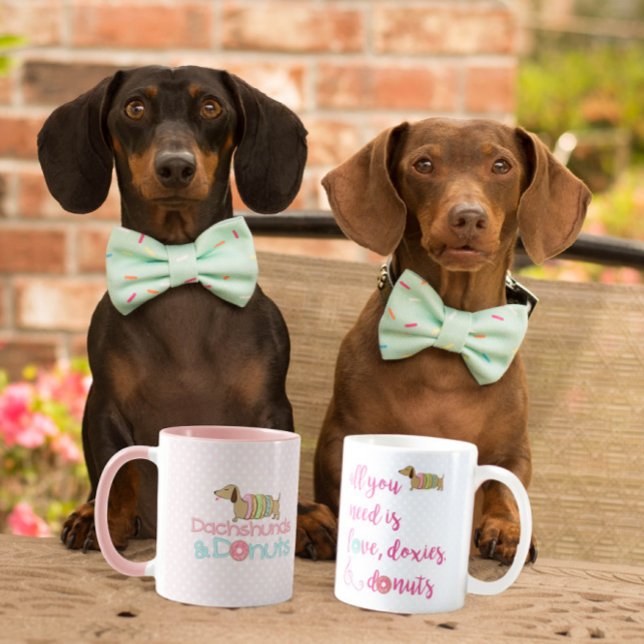 Alles was Sie brauchen ist Liebe Dackel & Donuts K Kaffeetasse (All you need is love, doxies and donuts coffee mug for wiener dog moms and dachshund lovers)
