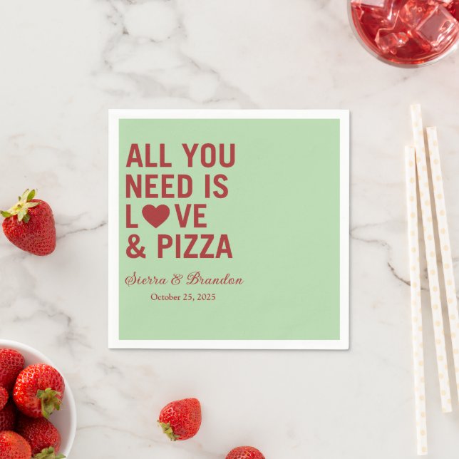 Alles was Sie brauchen ist Liebe & Pizza Moderne H Serviette (Beispiel)
