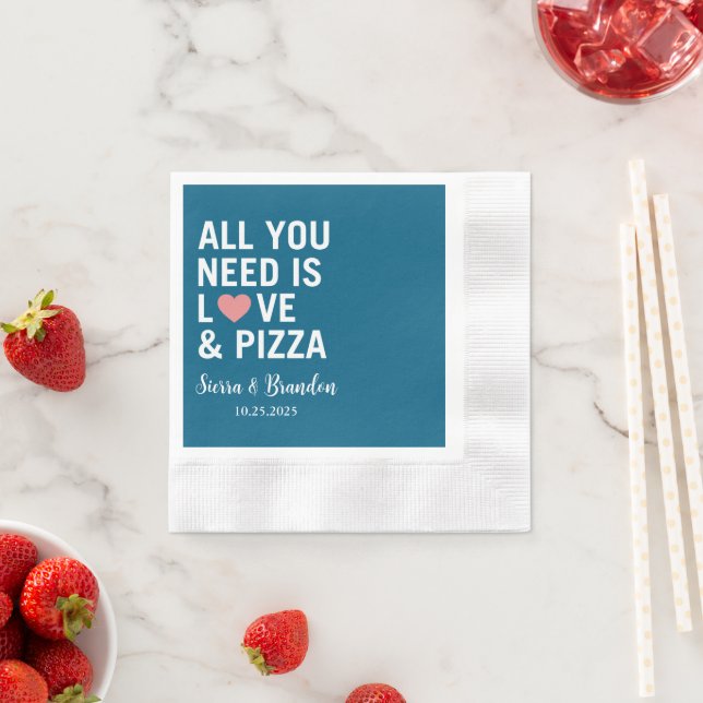 Alles was Sie brauchen ist Liebe & Pizza Moderne H Serviette (Beispiel)