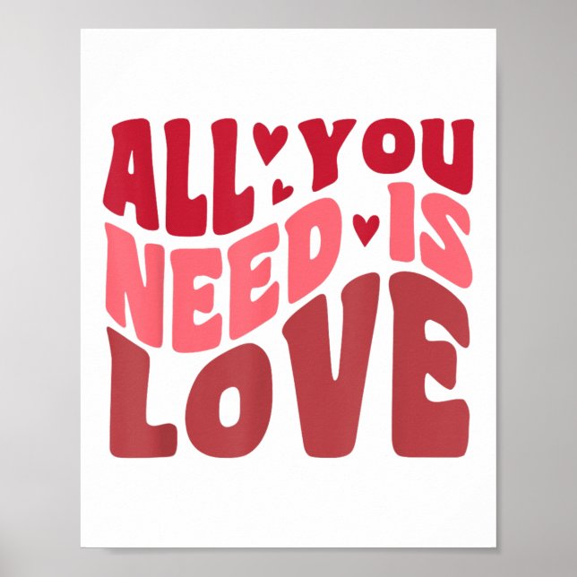 Alles, was Sie brauchen, ist Liebe Retro Style Val Poster (Vorne)