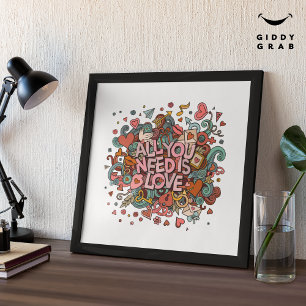 Alles was Sie brauchen ist Liebe Retro Vintag Typo Poster