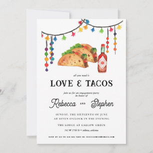 Alles was Sie brauchen ist Liebe & Tacos Engagem Einladung