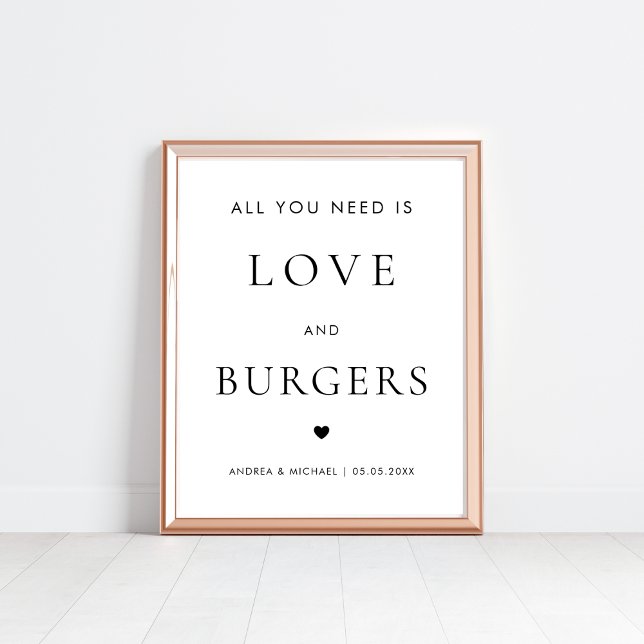 Alles was Sie brauchen ist Liebe und Burgers Weddi Poster (Von Creator hochgeladen)