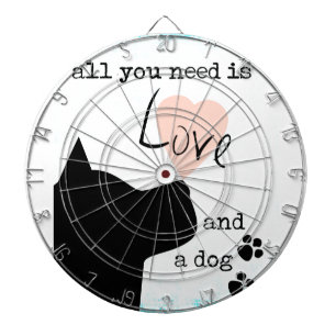 Alles was Sie brauchen ist Liebe und ein Hund pink Dartscheibe