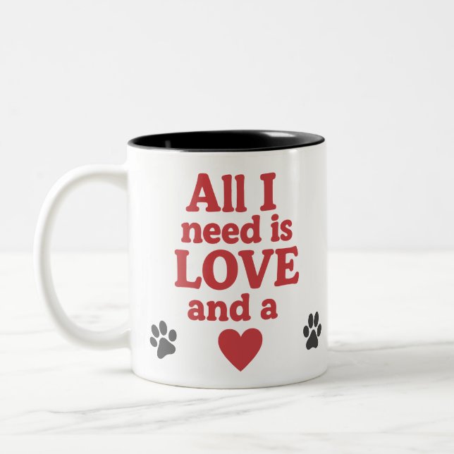Alles was Sie brauchen ist Liebe und ein Vizsla Zweifarbige Tasse (Links)