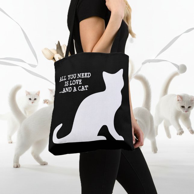 Alles, was Sie brauchen, ist Liebe und eine Katze  (cat tote bag)