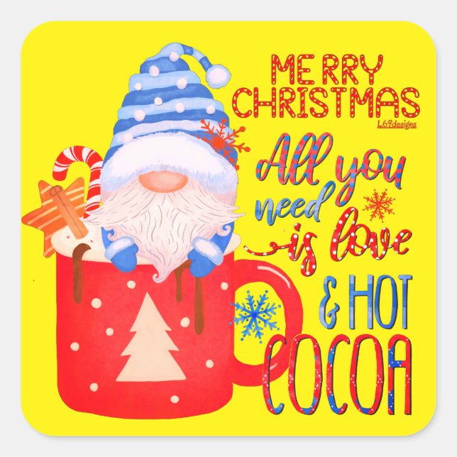 Alles, was SIE brauchen, ist LIEBE und herzlicher  Quadratischer Aufkleber (Vorderseite)