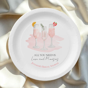 Alles was Sie brauchen ist Liebe und Mimosas Braut Pappteller