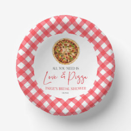Alles was Sie brauchen ist Liebe und Pizza Brautpa Pappteller