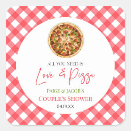 Alles, was Sie brauchen, ist Liebe und Pizza Paare Quadratischer Aufkleber