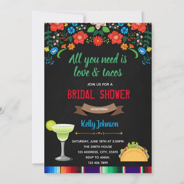 Alles was Sie brauchen ist Liebe und Tacos Einladu Einladung (Vorderseite)