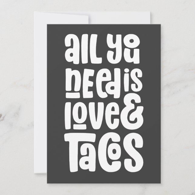 Alles was Sie brauchen ist Liebe und Tacos Einladung (Vorderseite)