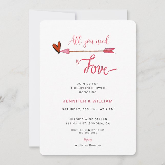 Alles, was Sie brauchen, sind die Liebe-Valentinen Einladung (Vorderseite)