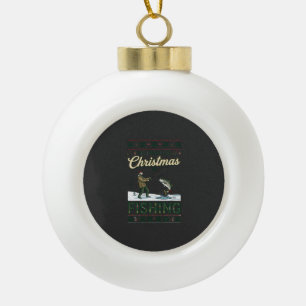 Alles was Weihnachten will ist Angeln Fischer Fisc Keramik Kugel-Ornament