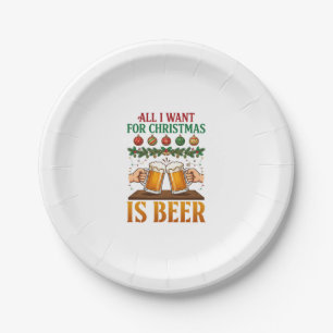 Alles, was Weihnachten will, ist Bier Toasting Mug Pappteller