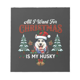 Alles was Weihnachten will ist Husky-Hund im Weihn Notizblock
