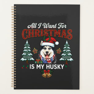 Alles was Weihnachten will ist Husky-Hund im Weihn Planer