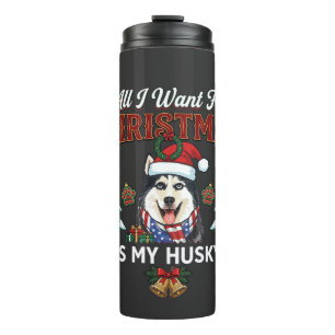 Alles was Weihnachten will ist Husky-Hund im Weihn Thermosbecher
