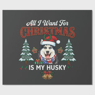 Alles was Weihnachten will ist Husky-Hund-Santa-Hu Geschenkpapier