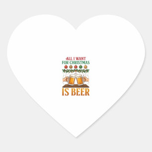 Alles was Weihnachten will, sind Bier-Trink-Mugs-O Herz-Aufkleber