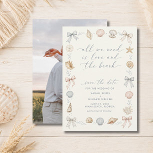 Alles was wir brauchen ist Liebe & Strandhochzeit Ankündigung