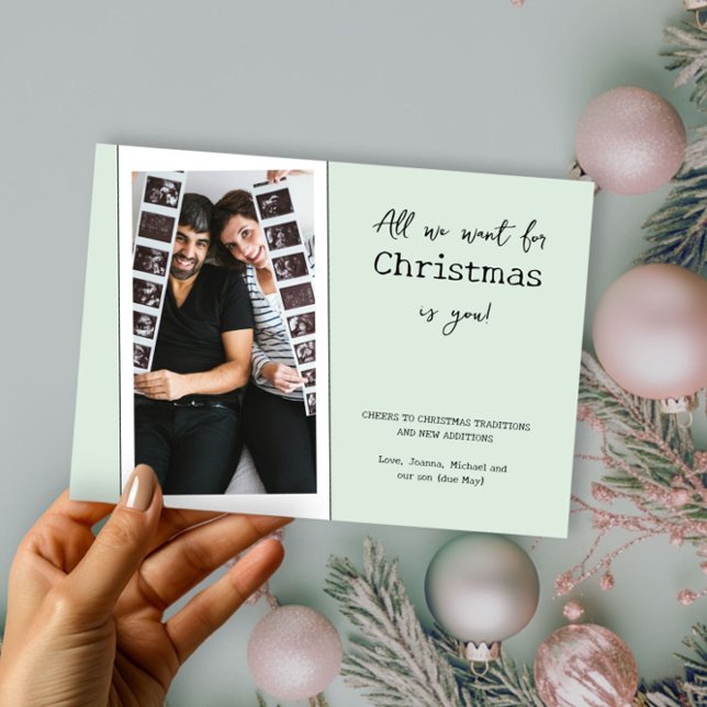 Alles, was wir zu Weihnachten Gewollt haben, ist I (All we want for Christmas is you - Christmas Card Pregnancy Announcement by Darling & May)
