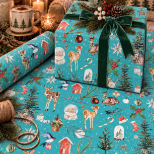 Alles Weihnachten Rentiere Teal Blau Geschenkpapier